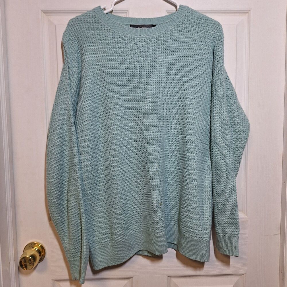 Tecrew Light Blue Waffle Knit Crewneck Sweater Minimalist Textured Cozy Size L